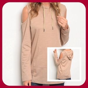 Taupe Cold Shoulder Top